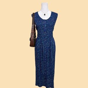 Blue floral 90s midi dress #cottagecore